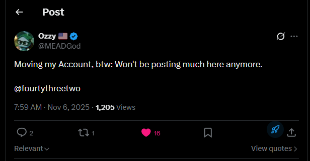 Ozzy linking his alt account from his main