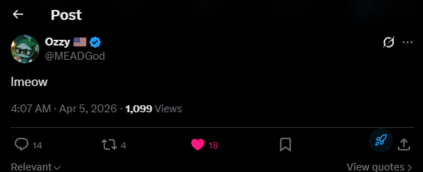 Ozzy posting lmeow from his main account